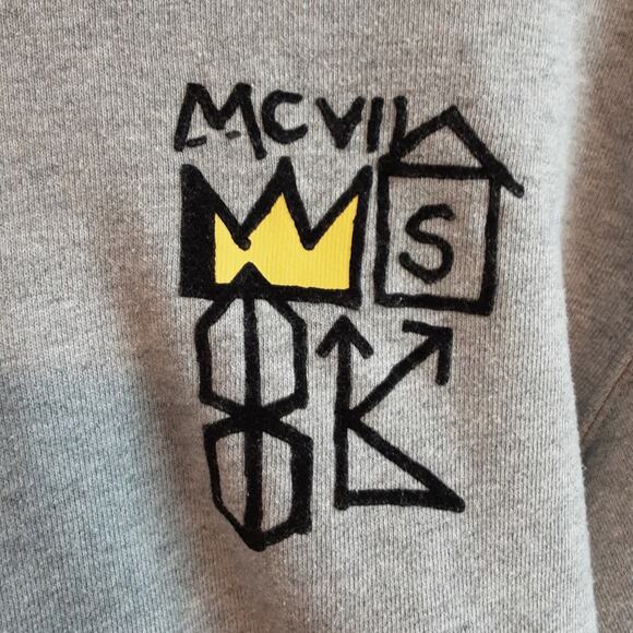 Uniqulo BASQUAIT Artist Grey Fleece Pocketed Hoodie XS - Picture 3 of 12